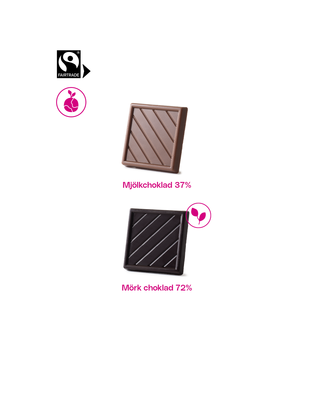 Sjokoladekvadrater 5g Øko & Fairtrade